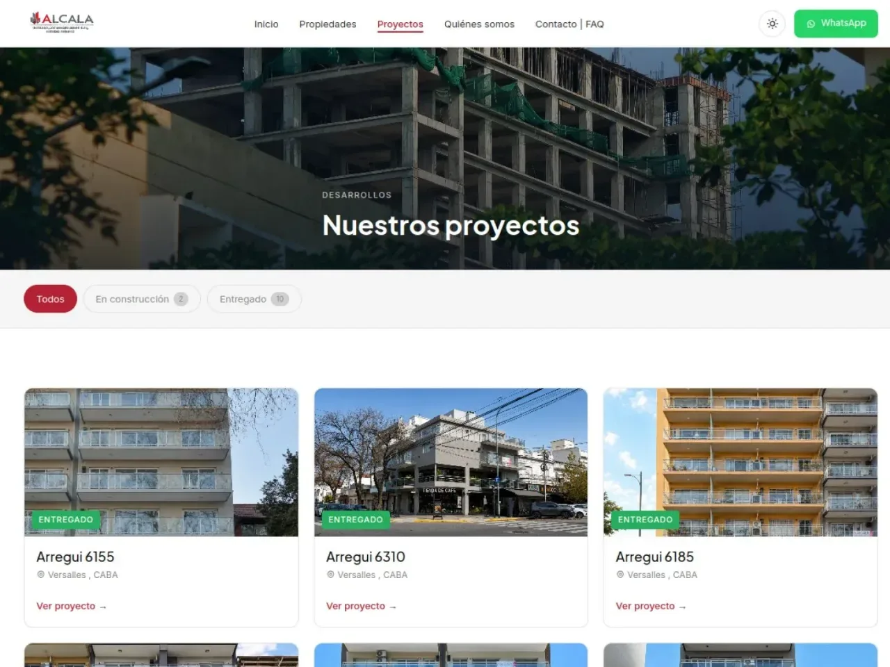 Proyectos en construcción y entregados